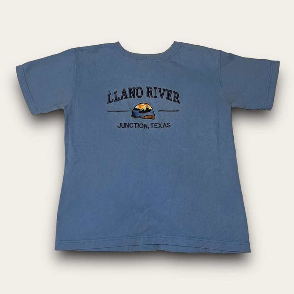 Llano River Texas Embroidered Tshirt Girls Size 6/7 Blue Short Sleeves